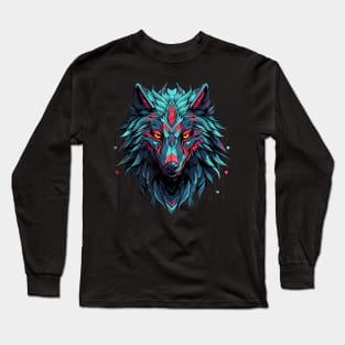 Sythwave Wolf Head Long Sleeve T-Shirt